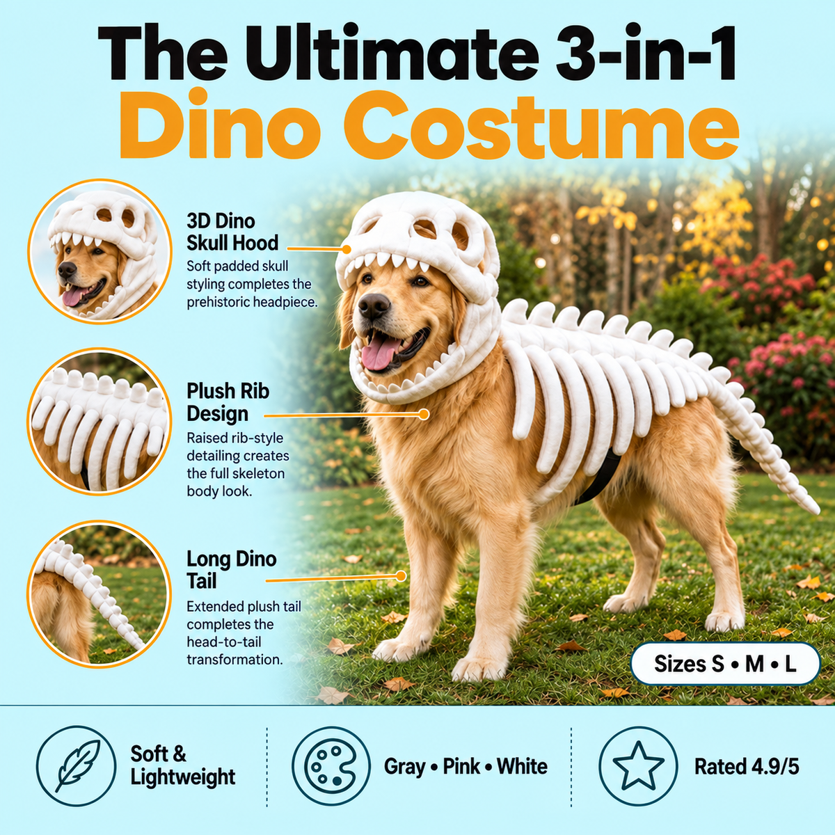 Apexmera™ Dinosaur Skeleton Dog Costume